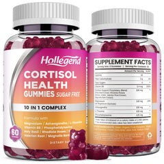 HOLLEGEND cortisol gummies bottle in blueberry flavor for daily stress support.