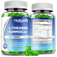 HOLLEGEND L-Theanine Gummies lemon bottle front, ideal for daily calm