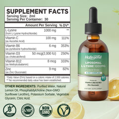 HOLLEGEND Liposomal L-lysine drops with dropper for easy daily lip health dosing.