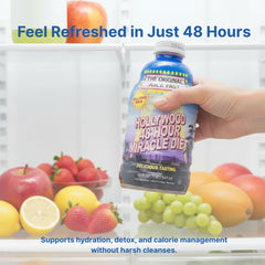 Hollywood Diet juice cleanse glass shown for a refreshing intake on the go.