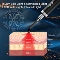 HomeCare wand delivers five wavelengths for versatile skin and muscle care.