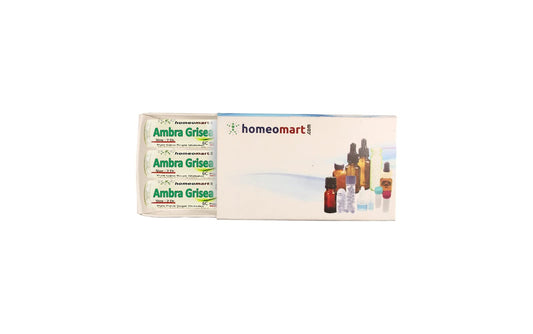 HomeoMart Ambra Grisea pellets 6C pack, convenient on-the-go use.