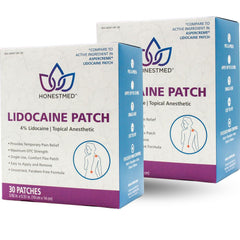 HONESTMED maximum-strength lidocaine patch in box for quick, non-prescription relief