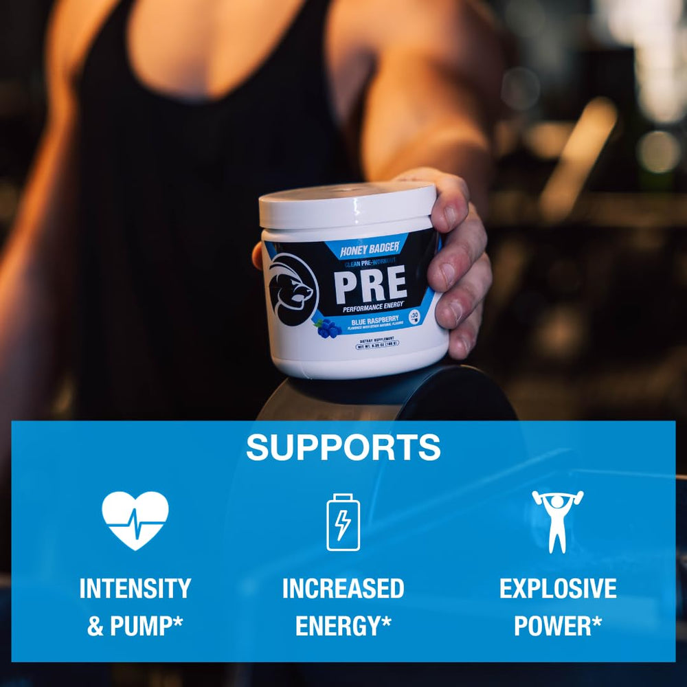 Honey Badger scoop dispensing powder for precise, steady servings