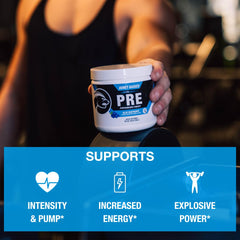 Honey Badger scoop dispensing powder for precise, steady servings