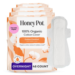 The Honey Pot overnight non-herbal pads with wings for secure nighttime protection