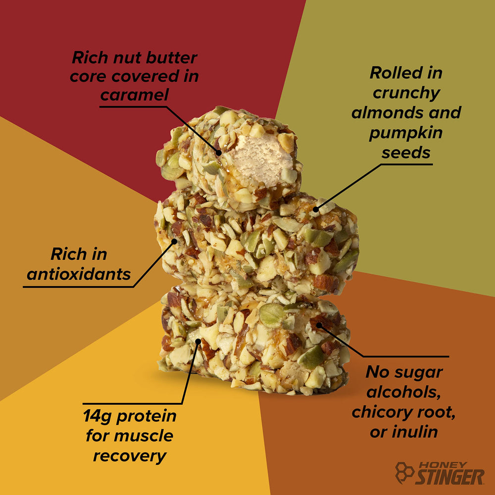 Honey Stinger Nut and Seed Bar texture caramel nut crunch delivers satisfying energy bite