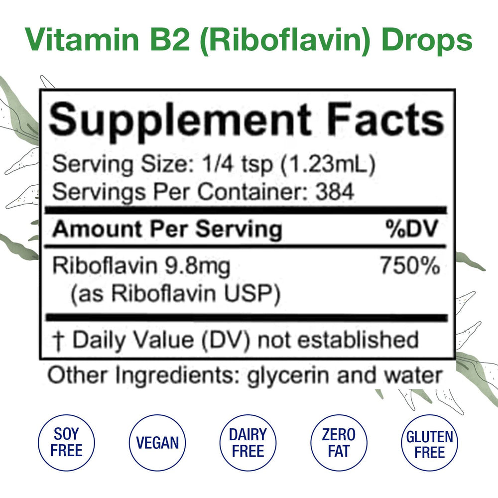 HoneyCombs Vitamin B2 Drops close-up label communicates pure ingredients for a gluten-conscious routine
