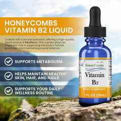 HoneyCombs Liquid Vitamin B2 Drops in water for quick daily intake.