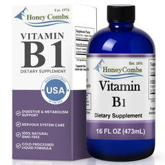 HoneyCombs Vitamin B1 liquid drops bottle for easy daily energy support.