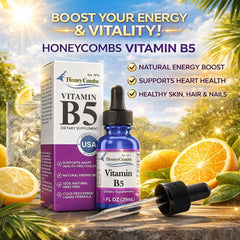 Packaging setup of HoneyCombs Vitamin B5 liquid drops suitable for bulk orders