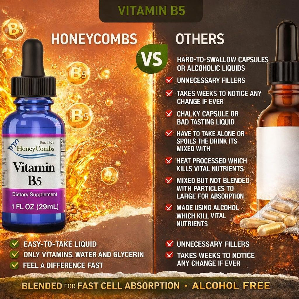 Travel-size HoneyCombs B5 liquid drops for on-the-go wellness