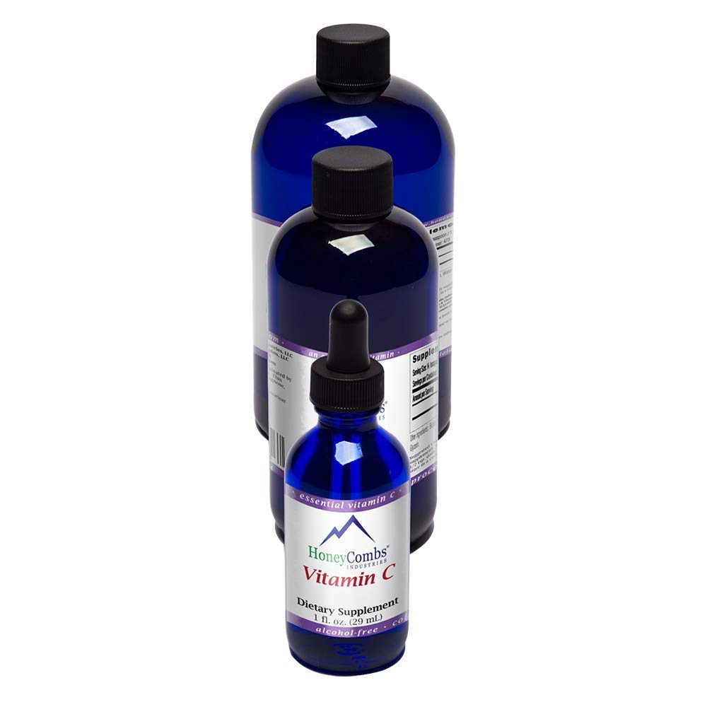 HoneyCombs Vitamin C Liquid drops pouring, easy to swallow and gentle on the stomach.
