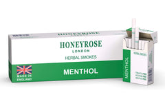Honeyrose Menthol herbal sticks pack view, a nicotine-free alternative for cravings.