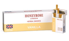Honeyrose Vanilla carton front view, branding and vanilla flavor on display.