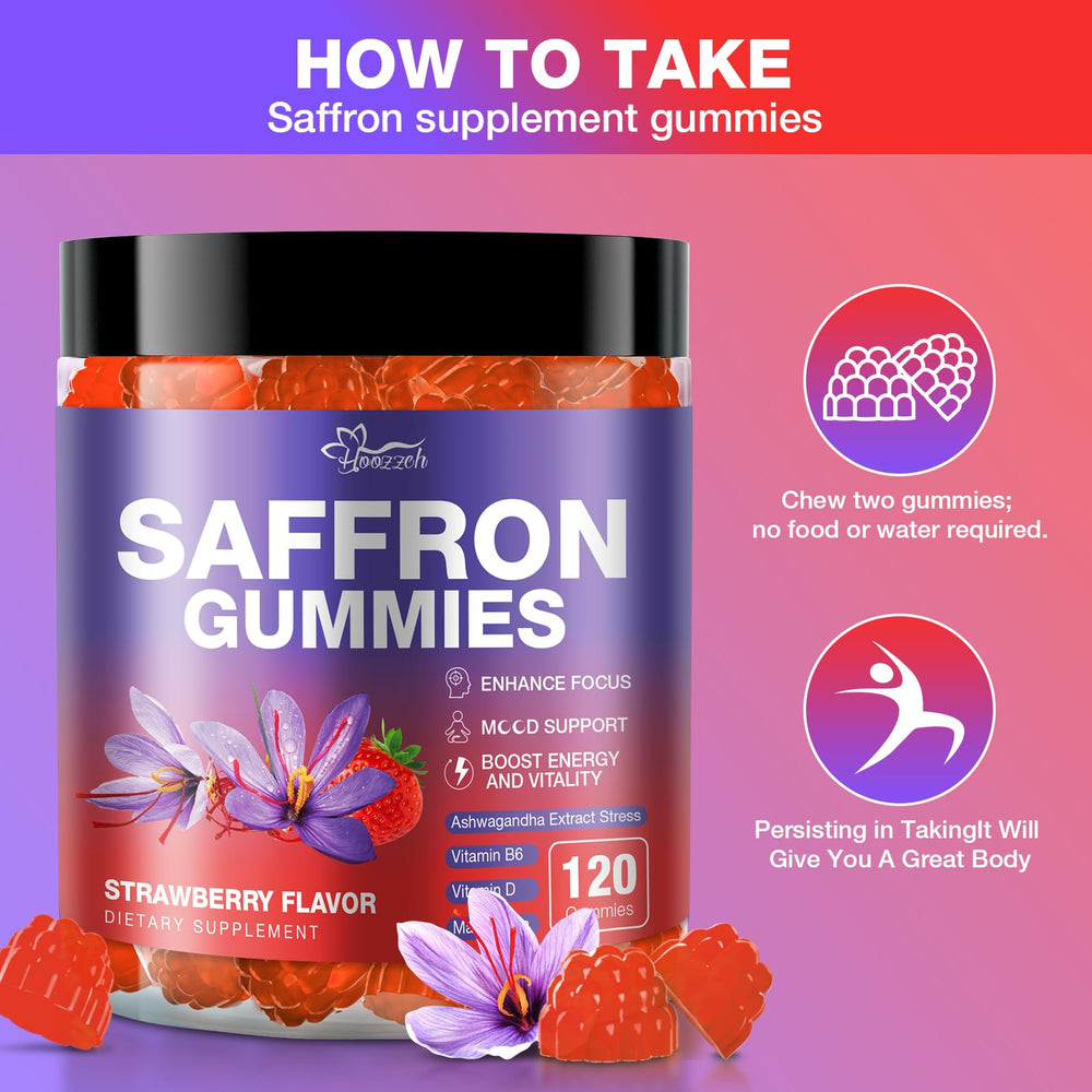 Hoozzch saffron gummies eye health concept highlighting vision support