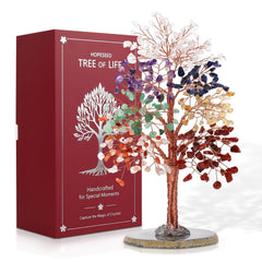 Hopeseed 7 Chakra Tree on agate base, grounding decor for living spaces.