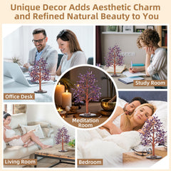 Natural agate slice base adds stability and natural color to Hopeseed tree.
