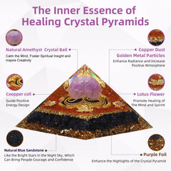 Hopeseed Orgone Pyramid blue sandstone layer inspires courage and daily confidence