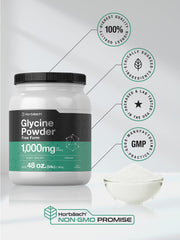Gluten-free label on Horbäach glycine powder for allergen-friendly use.