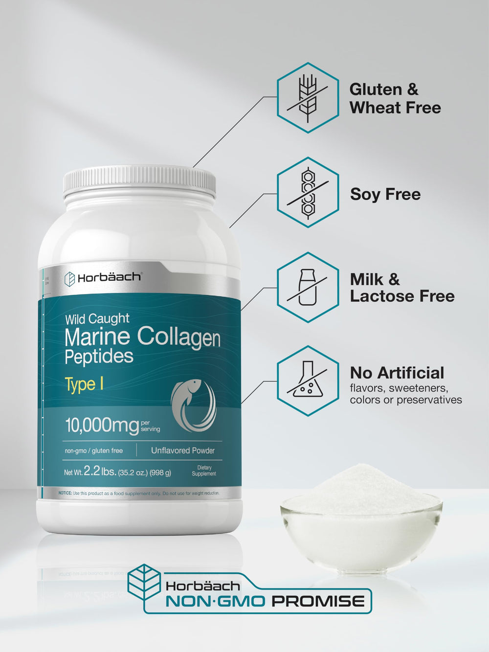 Horbaach Marine Collagen powder added to coffee for a subtle protein boost