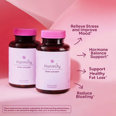 Close-up of Hormify capsules highlighting natural ingredients and easy swallowing