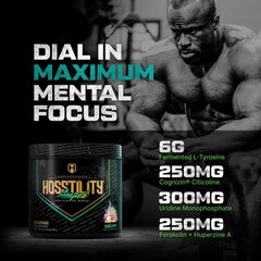 Ingredient list featuring citrulline and beta-alanine for pumps and endurance.