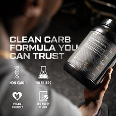 HOSSTILE CDX cluster dextrin powder jar with label highlighting clean ingredient