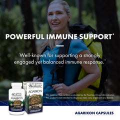 Ingredients panel of Host Defense Agarikon capsules showing mushroom mycelium