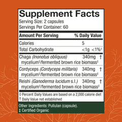 Host Defense Breathe Capsules bottle back with ingredients and dosage information