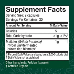 Host Defense Maitake capsules bottle side view showing portable supplement