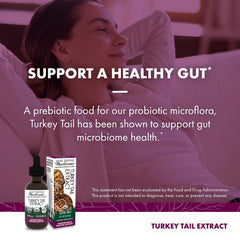 Turkey Tail extract on organic brown rice substrate highlighting sustainable production for gut support.