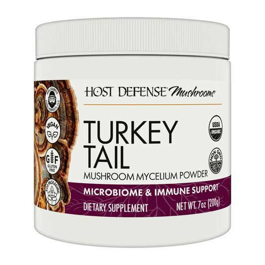 Host Defense Turkey Tail powder container for digestive health and immune support
