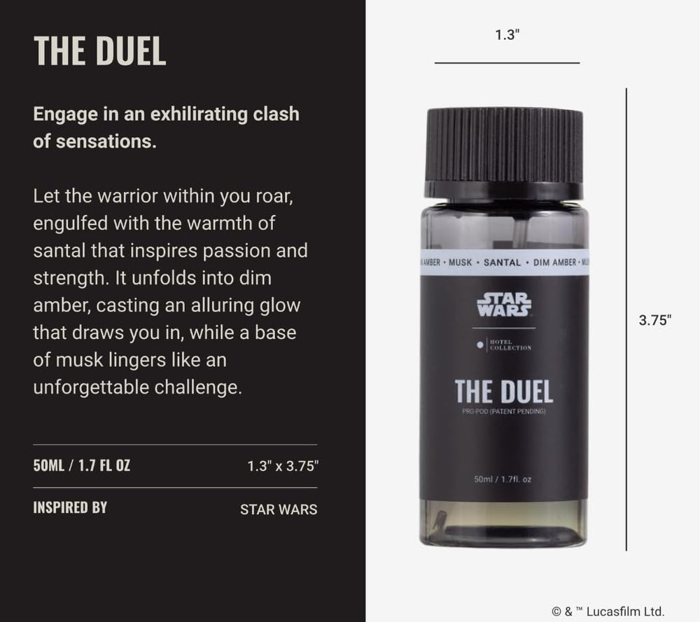 Hotel Collections The Duel Pro-Pod Oil diffuser-ready bottle highlighting long-lasting aroma in living areas