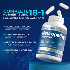 Hourten nerve support capsules arranged for morning and night dosing routine