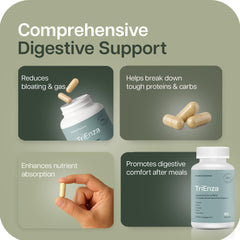 Capsule pour demonstrates easy mixing into meals for protein digestion.