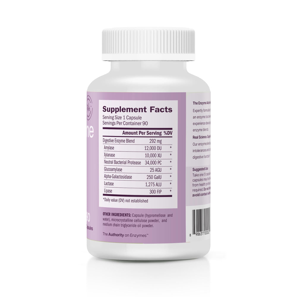 Houston Enzymes Zyme Prime bottle label highlights enzyme blend for carbs fats and proteins