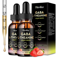 Hovika GABA L-Theanine Drops bottle for daily relaxation and calm mood support.