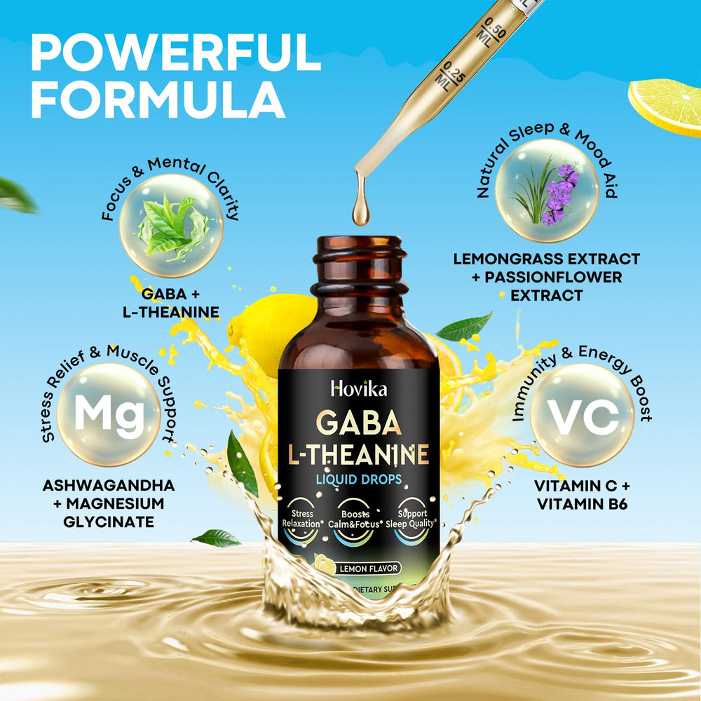 Hovika GABA L-Theanine drops dropper closeup for easy daily use