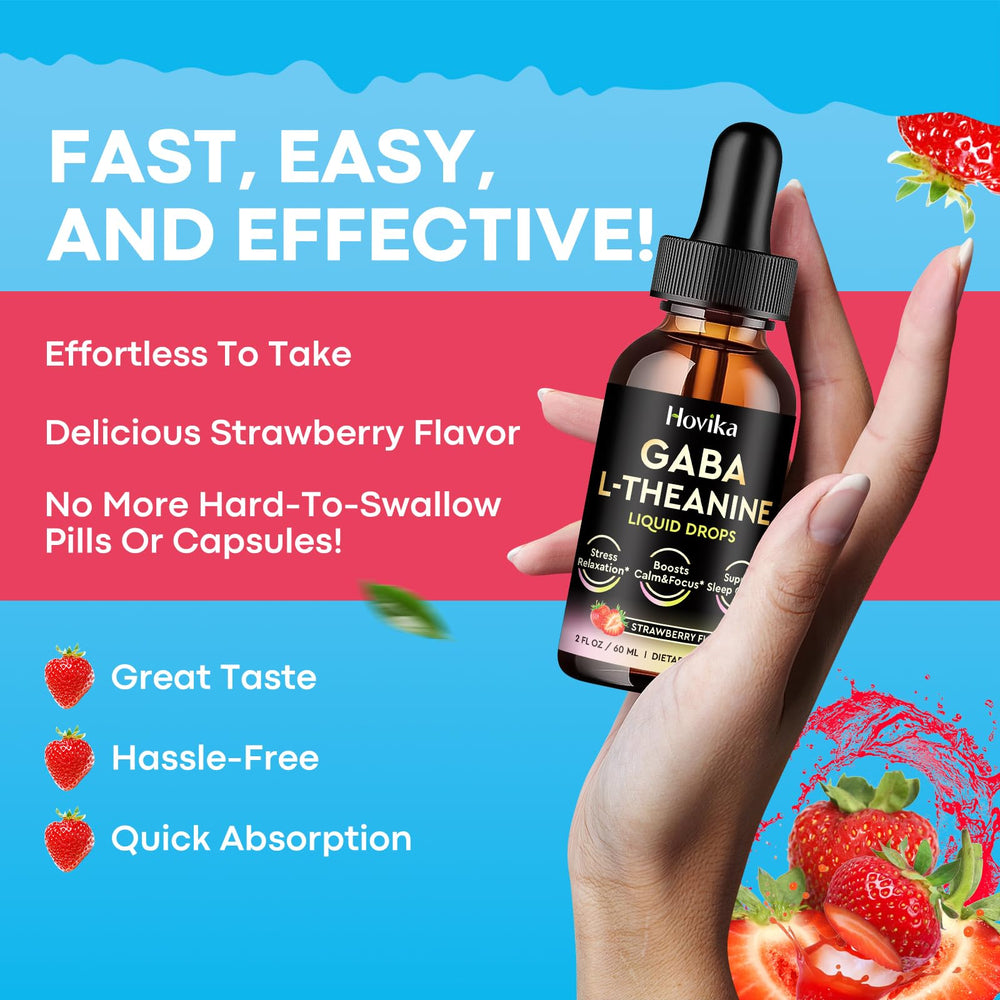 Hovika GABA L-Theanine Drops vitamin C and B6 boost daily wellness.