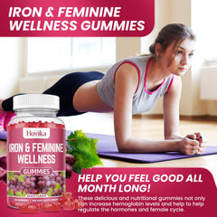 Hovika grape-flavored gummies served on a plate signaling tasty daily iron support