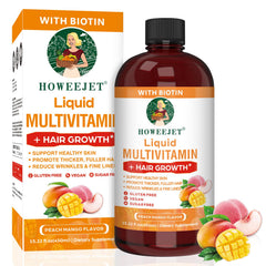 HOWEEJET liquid multivitamin bottle for daily hair and skin nourishment.