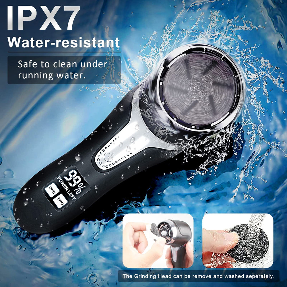 Hoxida IPX7 waterproof foot file usable in wet or dry conditions.