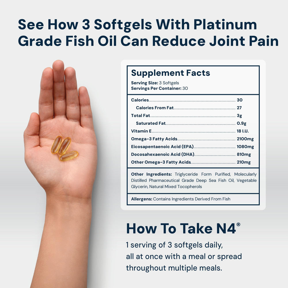 HPN N4 Omega-3 capsules close-up highlighting triglyceride form for absorption