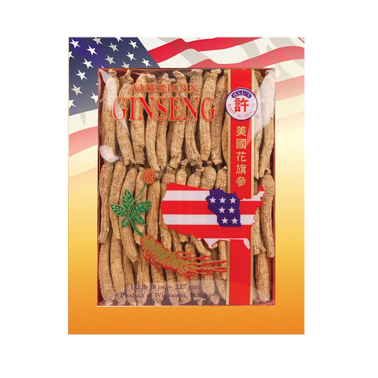 Hsu's long small American ginseng roots in an 8oz box are ideal for brewing.