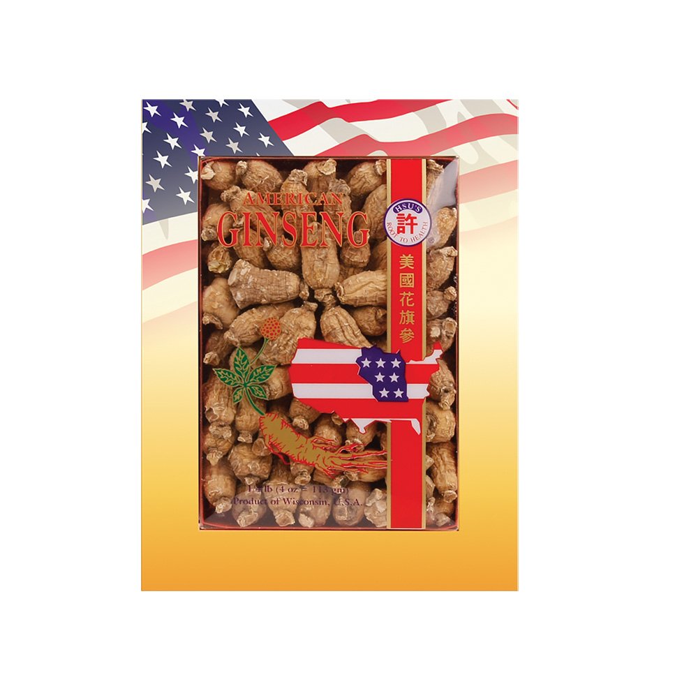 Hsu's Wisconsin American Ginseng roots in a 4 oz box for authentic flavor