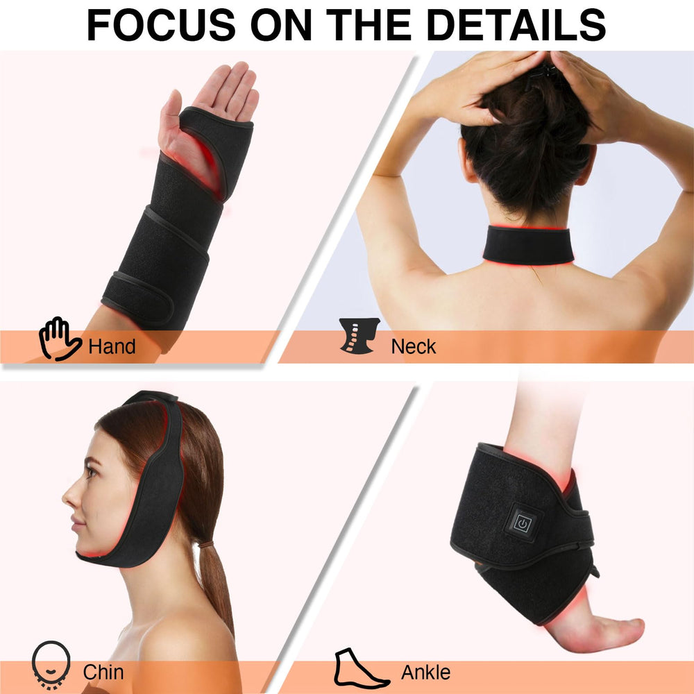 Hsypti red light belt head use for localized warmth and relaxation.