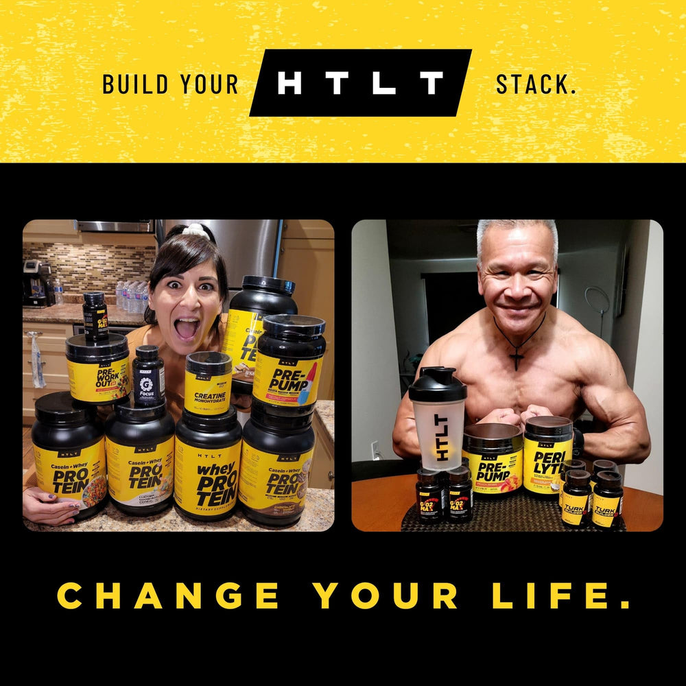HTLT Casein and Whey Protein maple cookie flavor bottle ready to mix.