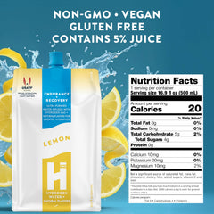 HTWO lemon hydrogen water glass provides citrus flavored hydration boost.