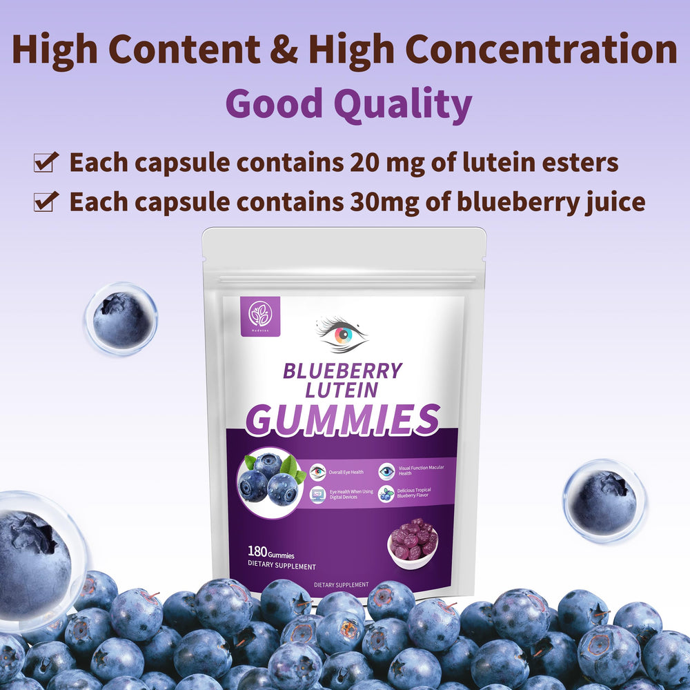 Vegan, gluten-free Hudetex gummies with non-GMO ingredients for eye wellness.